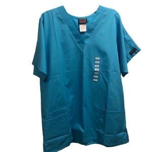 Cherokee Workwear Women's Blue 3-Pocket 4700 TRQW V-Neck Scrub Top Size S NWT